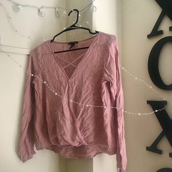 Long criss cross top in dusty pink - Picture 1 of 1